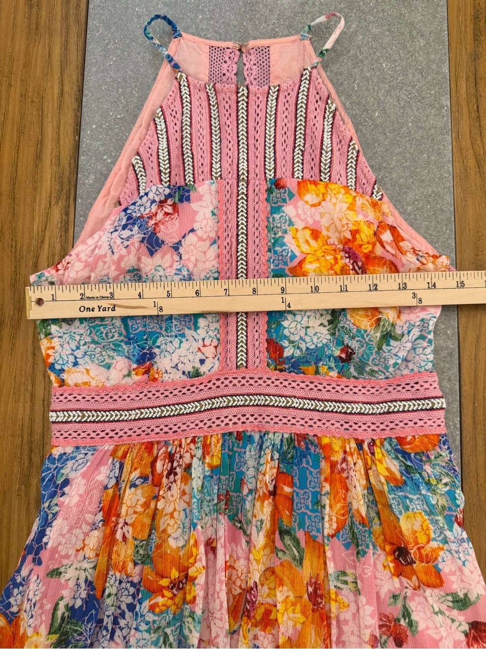 Anthropologie Bhanuni by Jyoti Yuko Halter Maxi Dress Boho Floral Beaded Size 8 - Picture 12 of 16